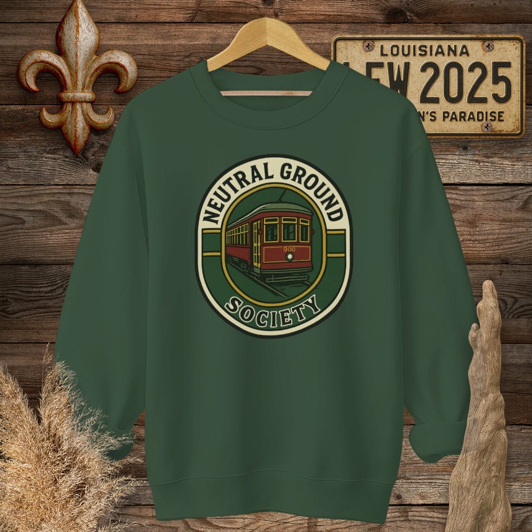 S / Forest Green Louisiana Neutral Ground Society Sweatshirt by Laissez Faire Wear