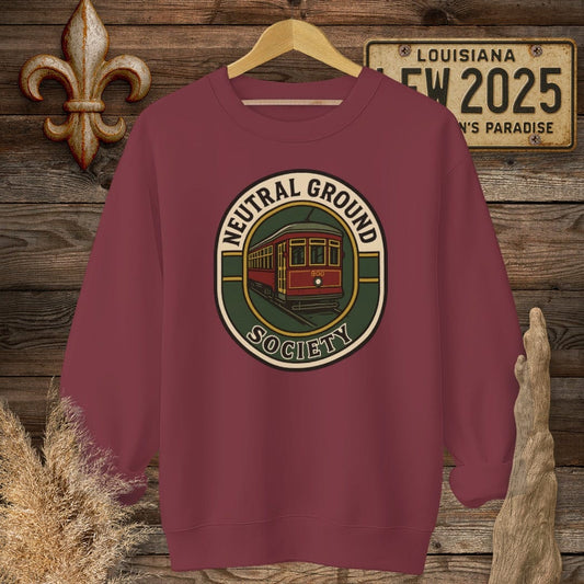 S / Garnet Louisiana Neutral Ground Society Sweatshirt by Laissez Faire Wear