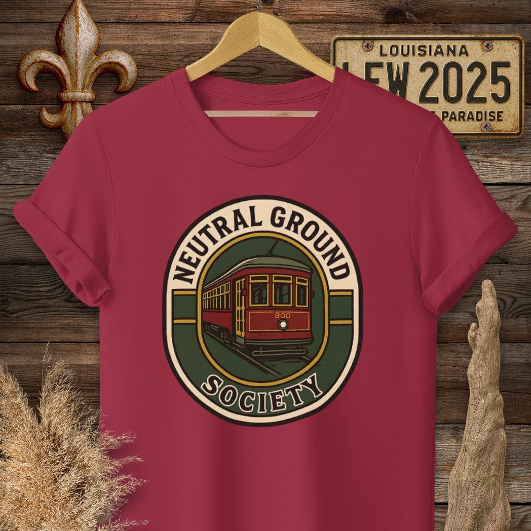 S / Cardinal Red Louisiana Neutral Ground Society T-Shirt by Laissez Faire Wear