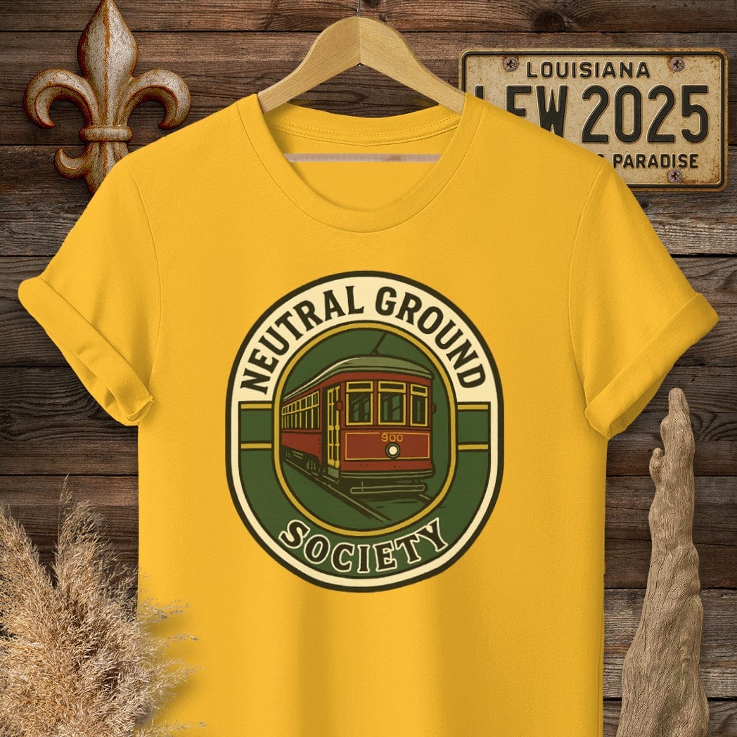 S / Gold Louisiana Neutral Ground Society T-Shirt by Laissez Faire Wear