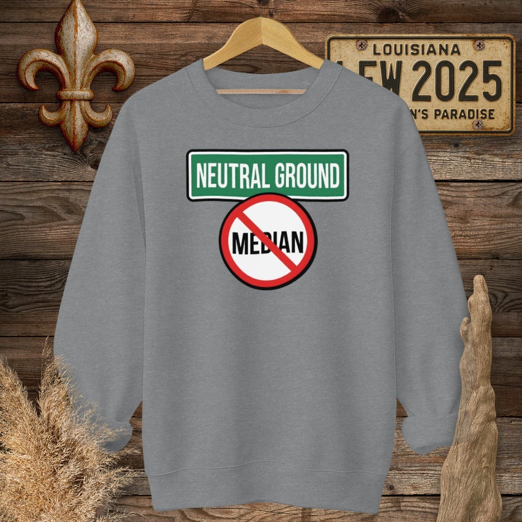 S / Graphite Heather Louisiana Neutral Ground Sweatshirt by Laissez Faire Wear