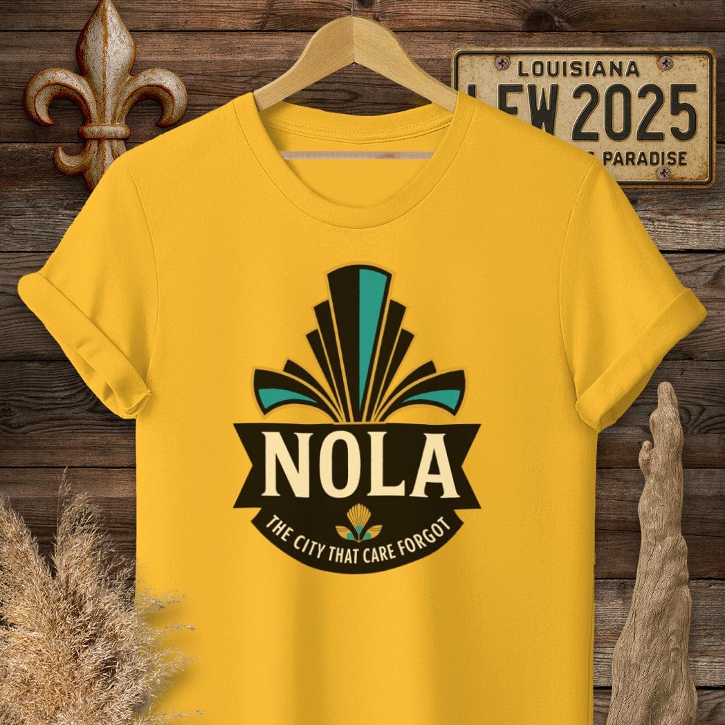 S / Gold Louisiana NOLA Badge T-Shirt by Laissez Faire Wear