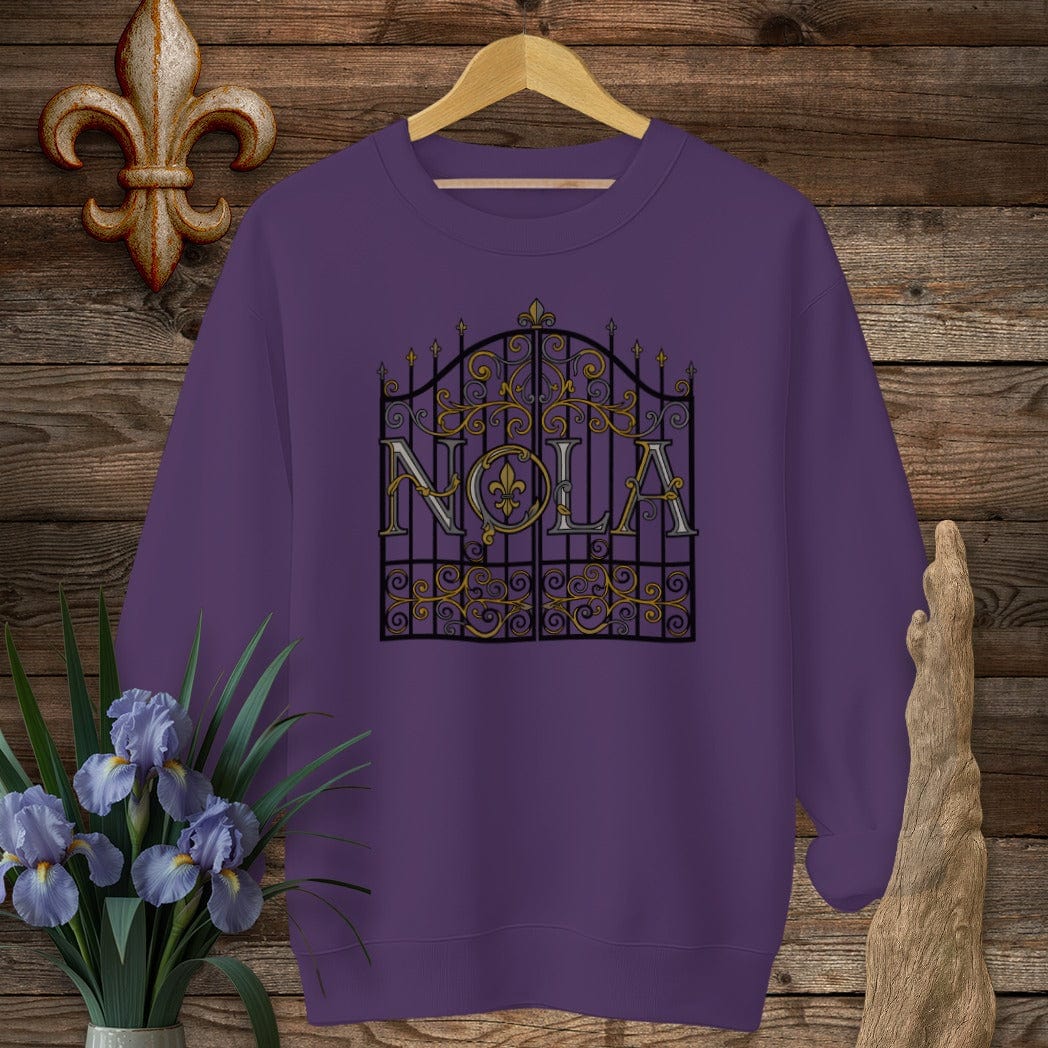 S / Purple Louisiana NOLA Sweatshirt by Laissez Faire Wear