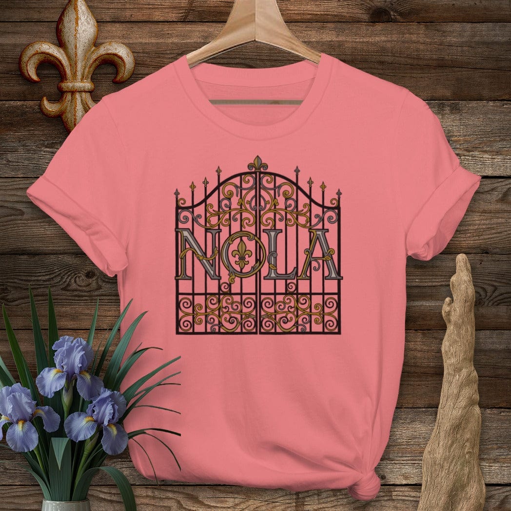 S / Coral Silk Louisiana NOLA T-Shirt by Laissez Faire Wear