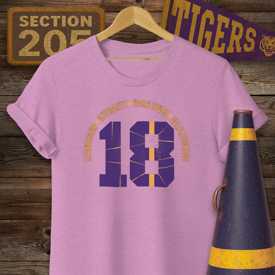 S / Heather Radiant Orchid Louisiana Number 18 Game Day T-Shirt by Laissez Faire Wear
