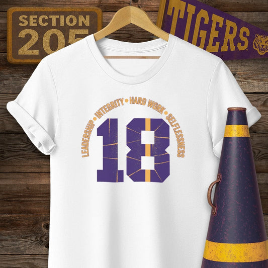 S / White Louisiana Number 18 Game Day T-Shirt by Laissez Faire Wear