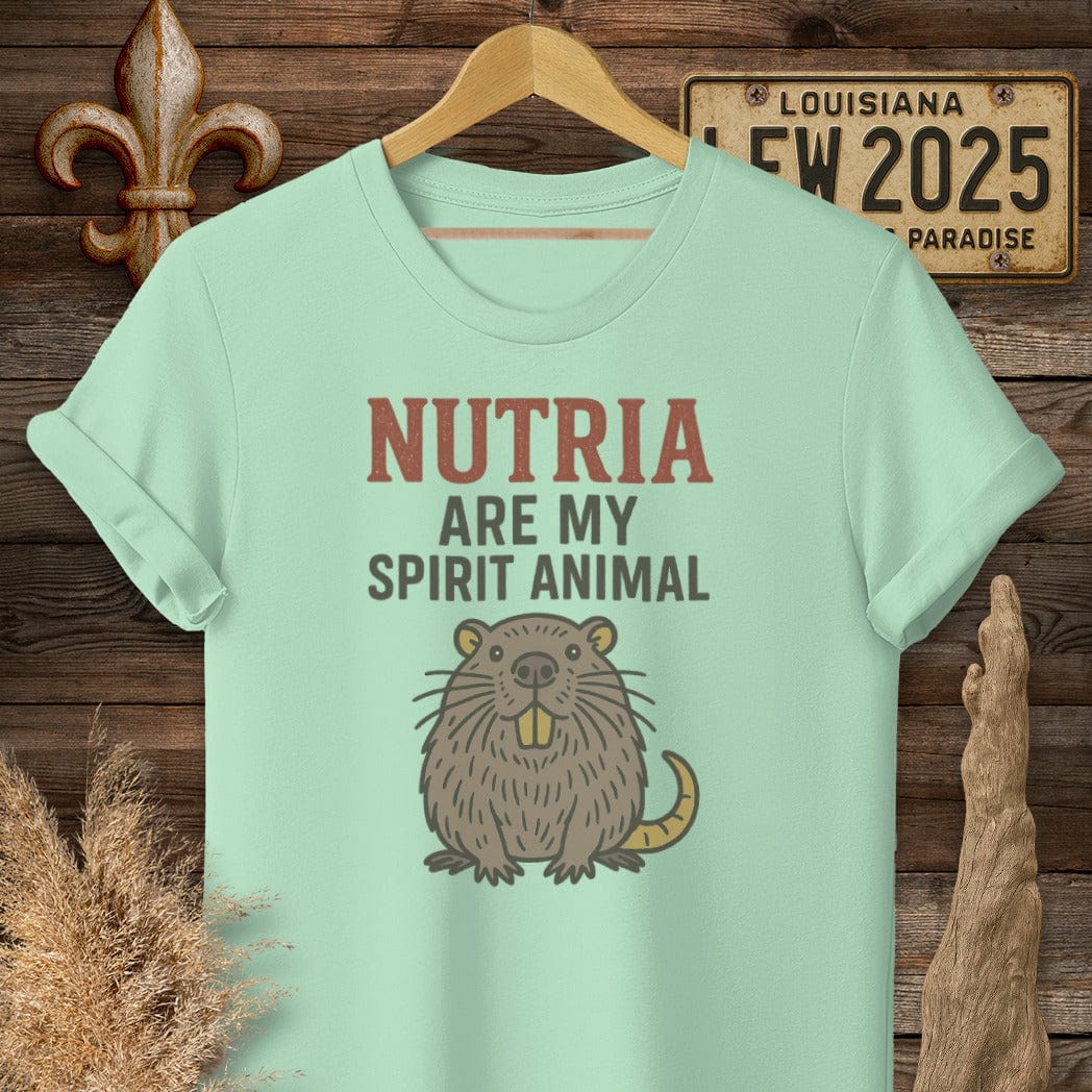 S / Mint Green Louisiana Nutria are my Spirit Animal Funny T-Shirt by Laissez Faire Wear