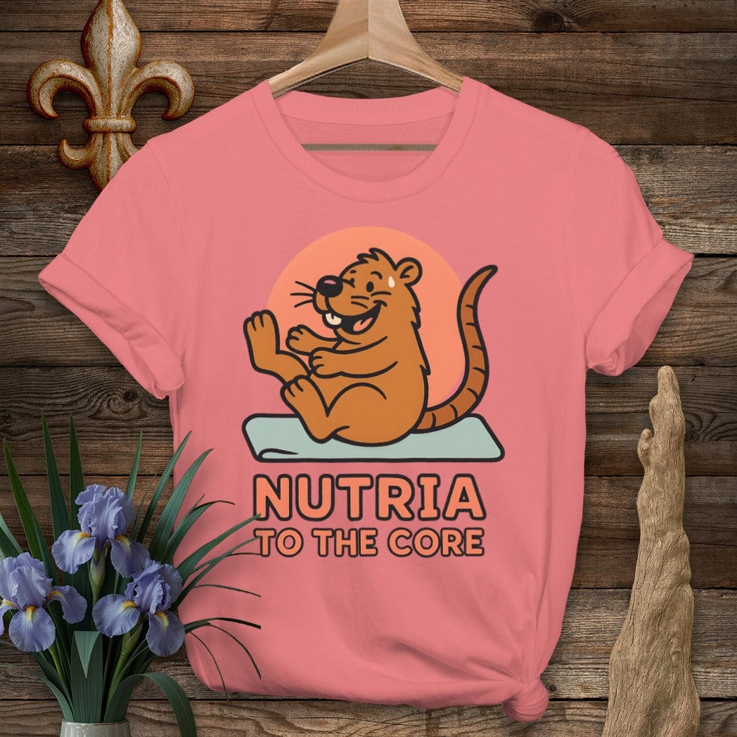 S / Coral Silk Louisiana Nutria to the Core T-Shirt by Laissez Faire Wear