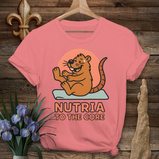 S / Coral Silk Louisiana Nutria to the Core T-Shirt by Laissez Faire Wear