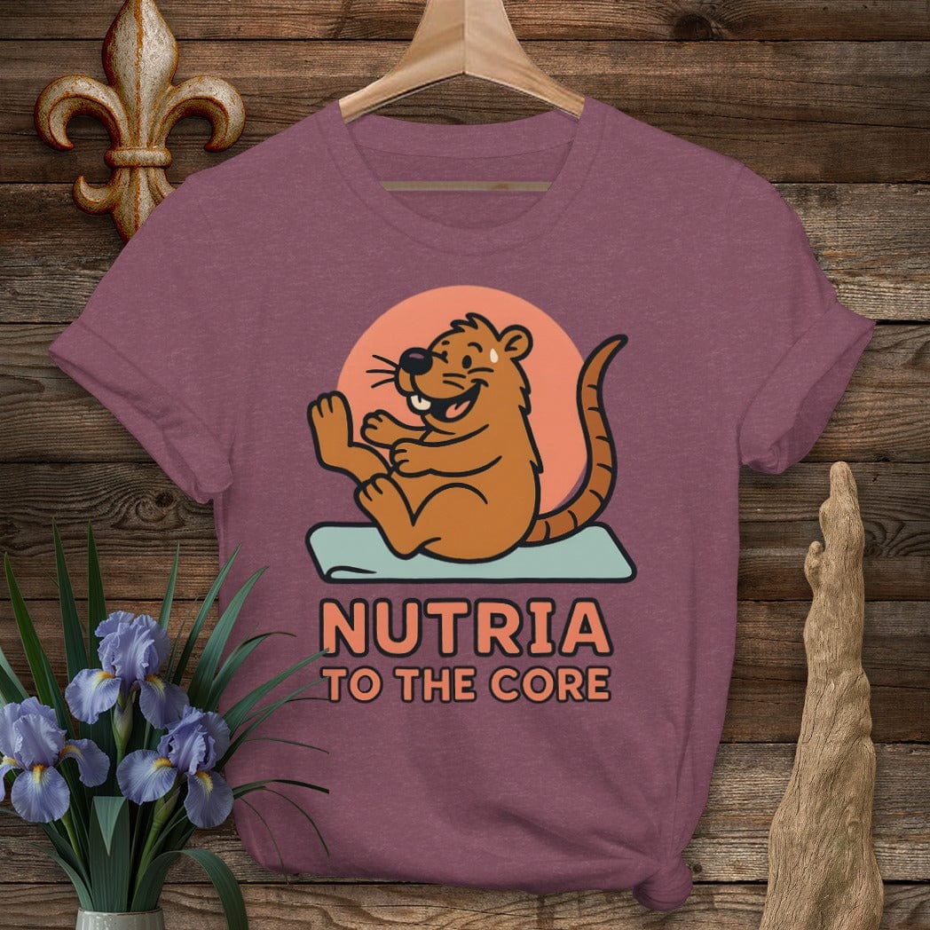 S / Heather Maroon Louisiana Nutria to the Core T-Shirt by Laissez Faire Wear