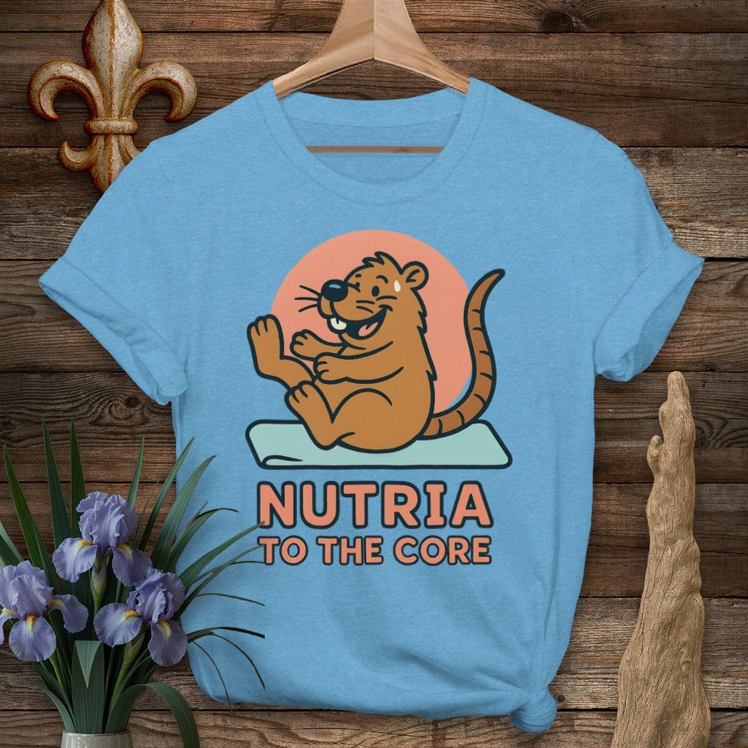 S / Heather Sapphire Louisiana Nutria to the Core T-Shirt by Laissez Faire Wear