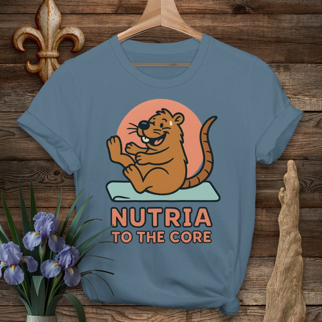 S / Indigo Blue Louisiana Nutria to the Core T-Shirt by Laissez Faire Wear