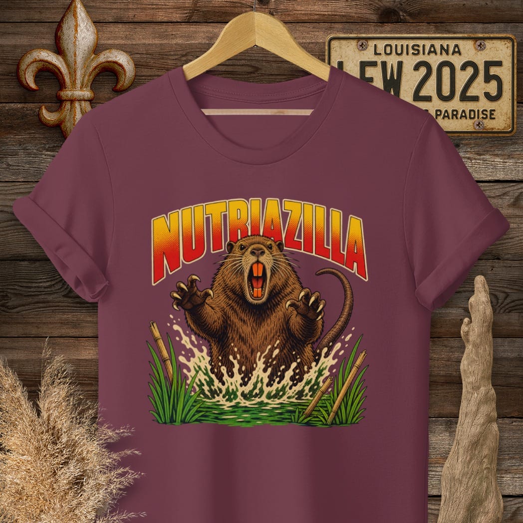 Maroon / S Louisiana Nutriazilla T-Shirt by Laissez Faire Wear