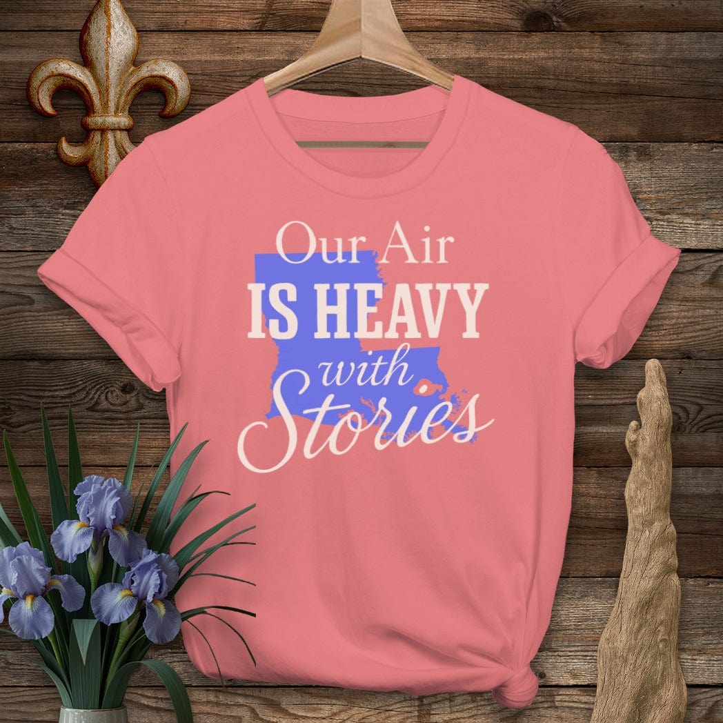 S / Coral Silk Louisiana Our Air is Heavy with Stories T-Shirt by Laissez Faire Wear