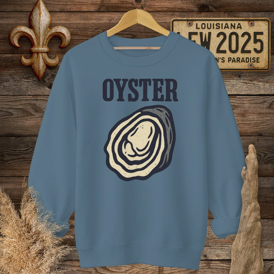 S / Indigo Blue Louisiana Oyster Minimalist Sweatshirt by Laissez Faire Wear