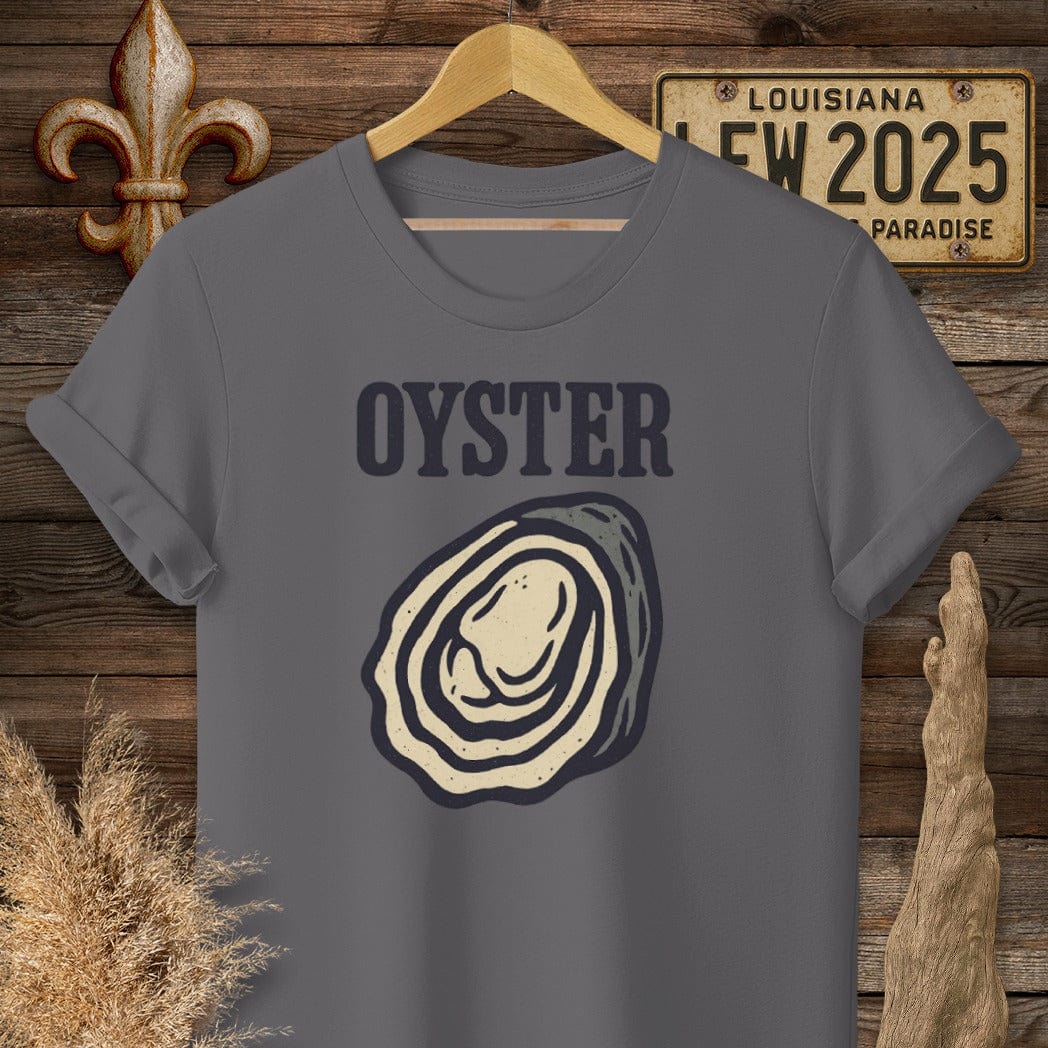 S / Charcoal Louisiana Oyster Minimalist T-Shirt by Laissez Faire Wear