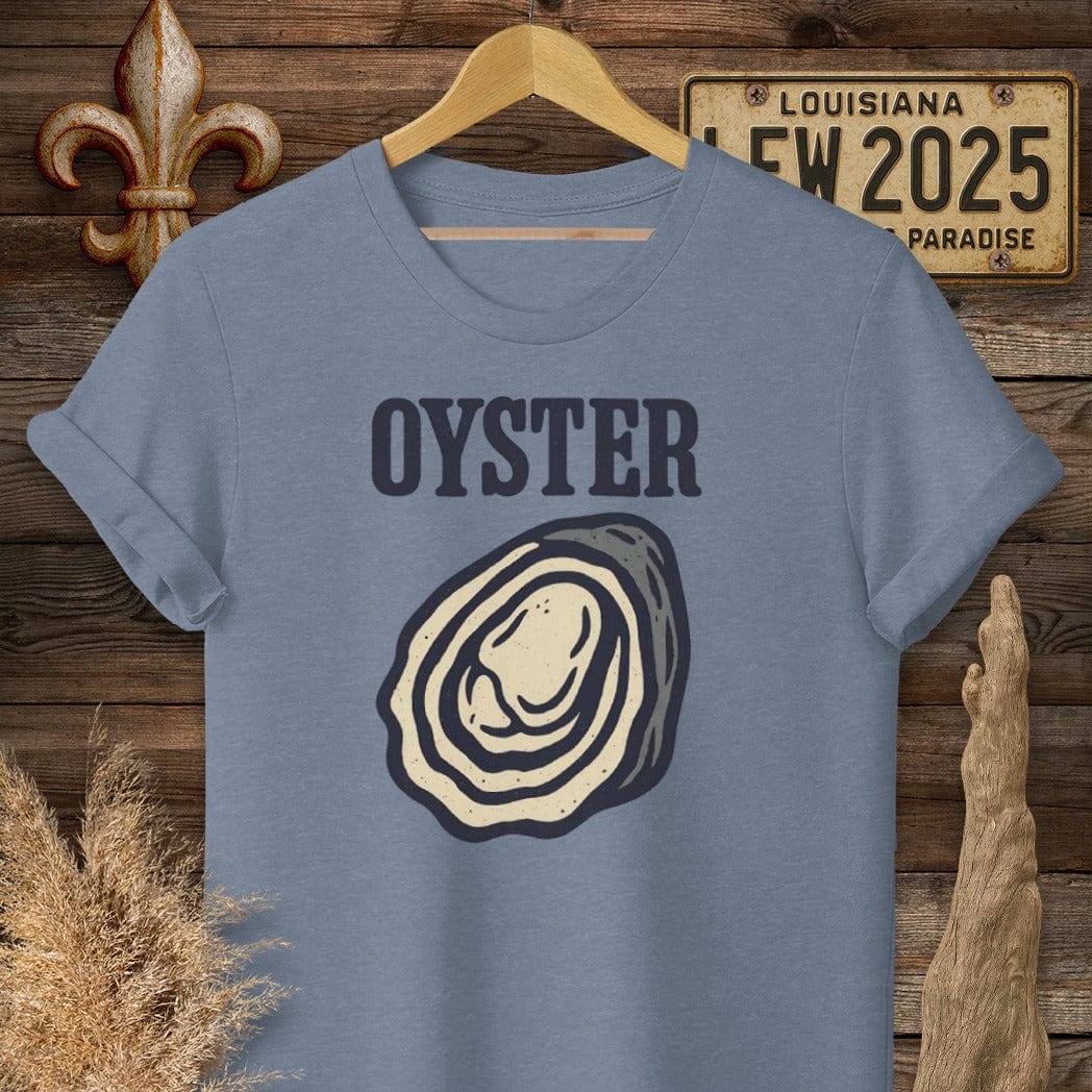 S / Heather Indigo Louisiana Oyster Minimalist T-Shirt by Laissez Faire Wear