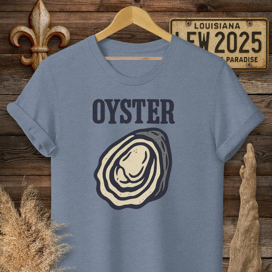 S / Heather Indigo Louisiana Oyster Minimalist T-Shirt by Laissez Faire Wear