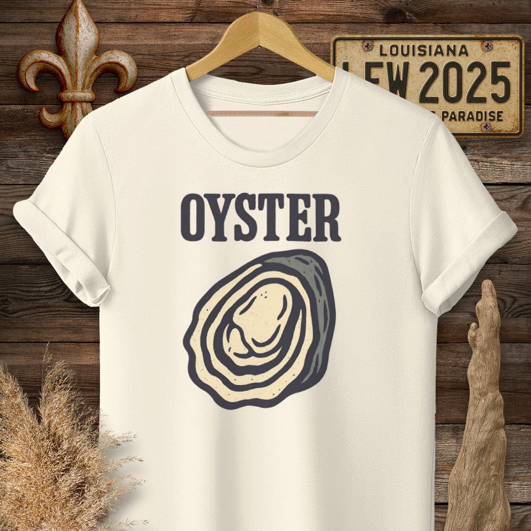 S / Natural Louisiana Oyster Minimalist T-Shirt by Laissez Faire Wear