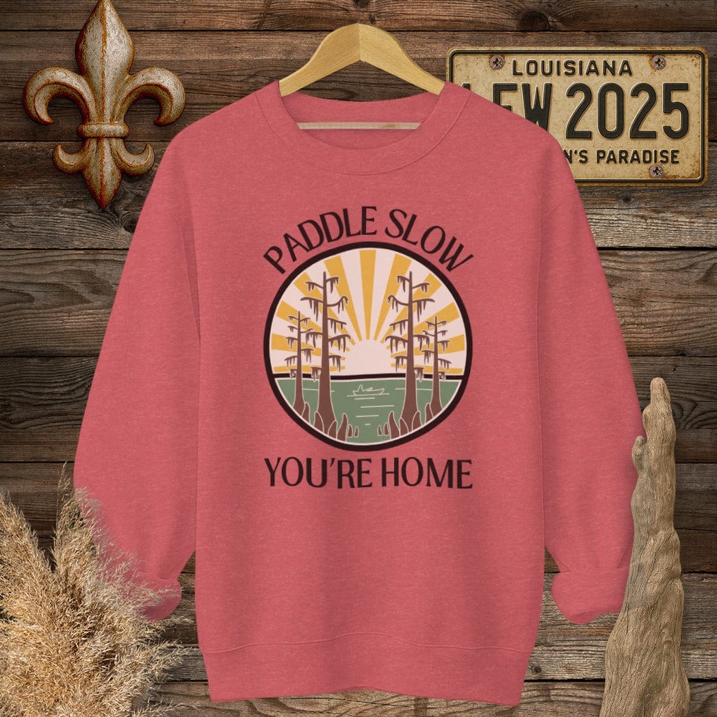 S / Heather Scarlet Red Louisiana Paddle Slow Sweatshirt by Laissez Faire Wear