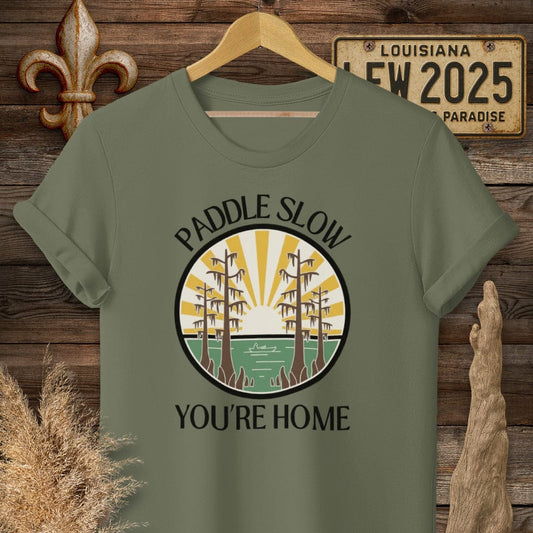 S / Military Green Louisiana Paddle Slow T-Shirt by Laissez Faire Wear