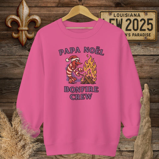 S / Heliconia Louisiana Papa Noel Bonfire Crew Sweatshirt by Laissez Faire Wear