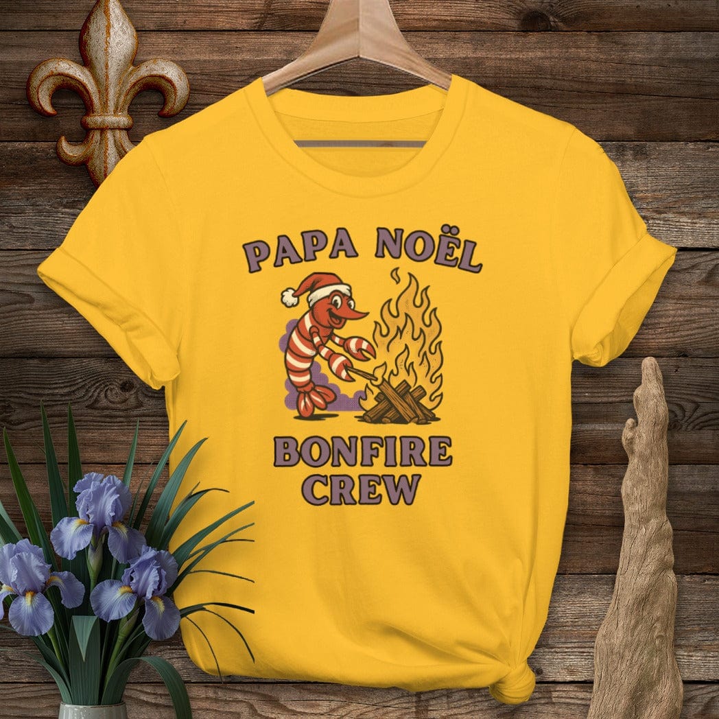 S / Gold Louisiana Papa Noel Bonfire Crew T-Shirt by Laissez Faire Wear