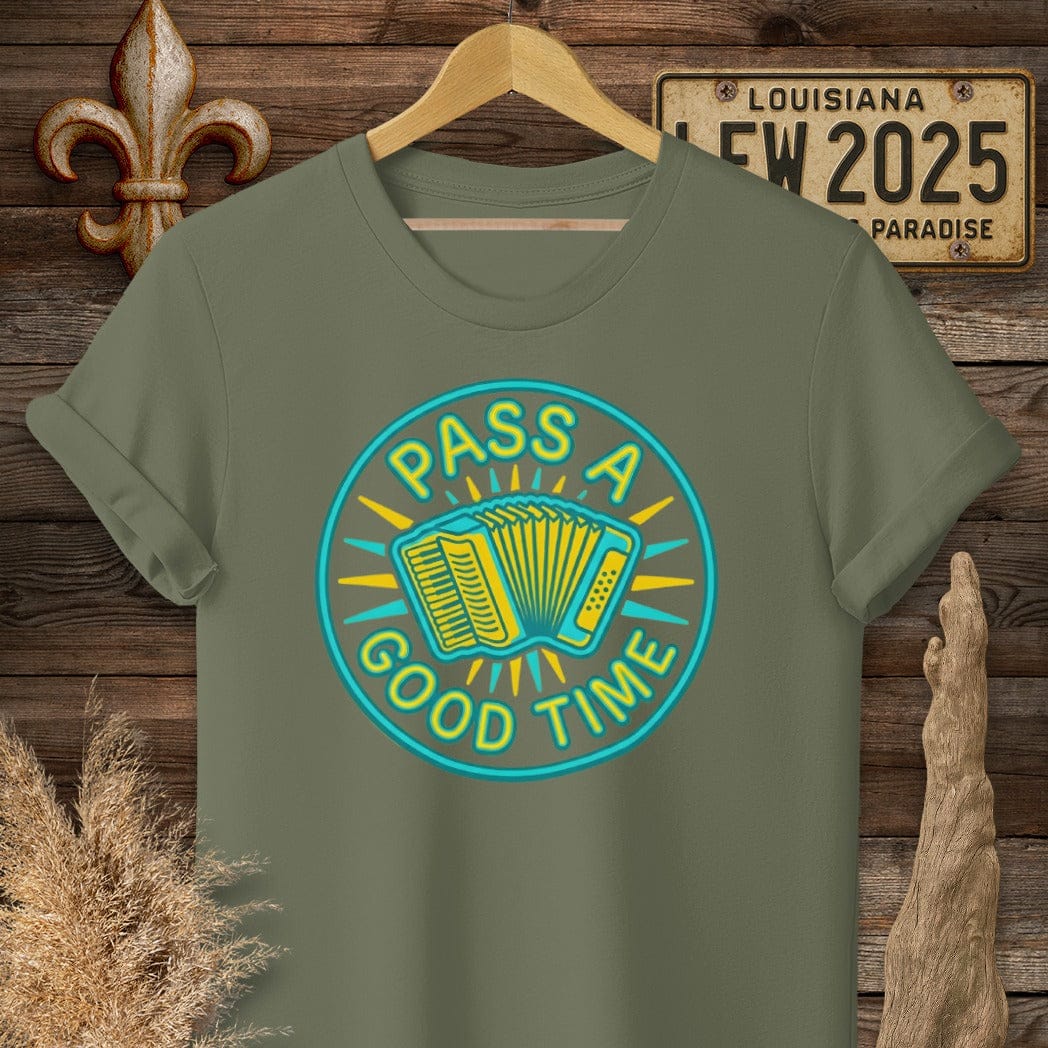 S / Military Green Louisiana Pass a Good Time T-Shirt by Laissez Faire Wear