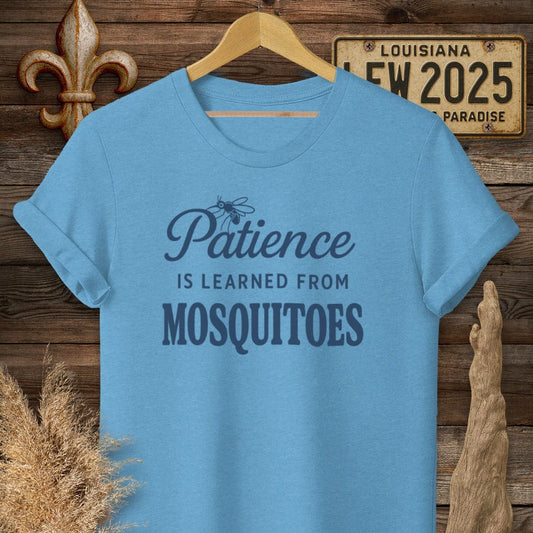S / Heather Sapphire Louisiana Patience is Learned from Mosquitoes T-Shirt by Laissez Faire Wear