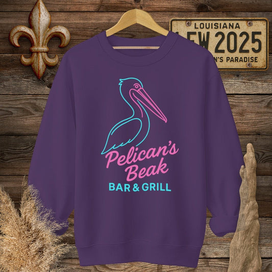 S / Purple Louisiana Pelicans Beak Logo Sweatshirt by Laissez Faire Wear