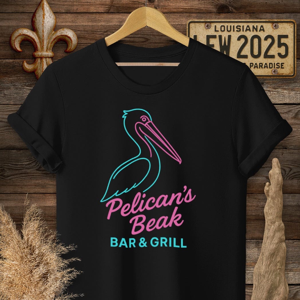 S / Black Louisiana Pelicans Beak Logo T-Shirt by Laissez Faire Wear