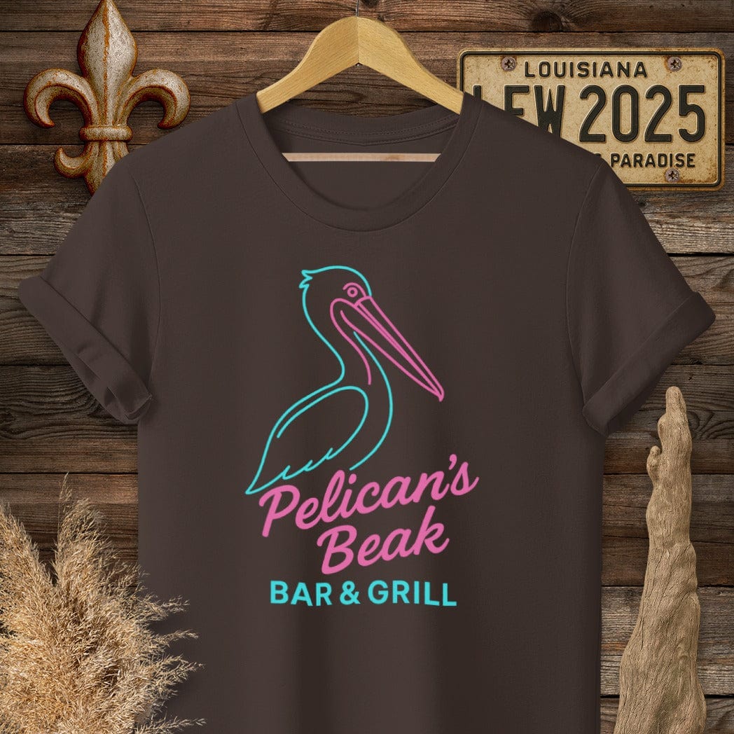 S / Dark Chocolate Louisiana Pelicans Beak Logo T-Shirt by Laissez Faire Wear