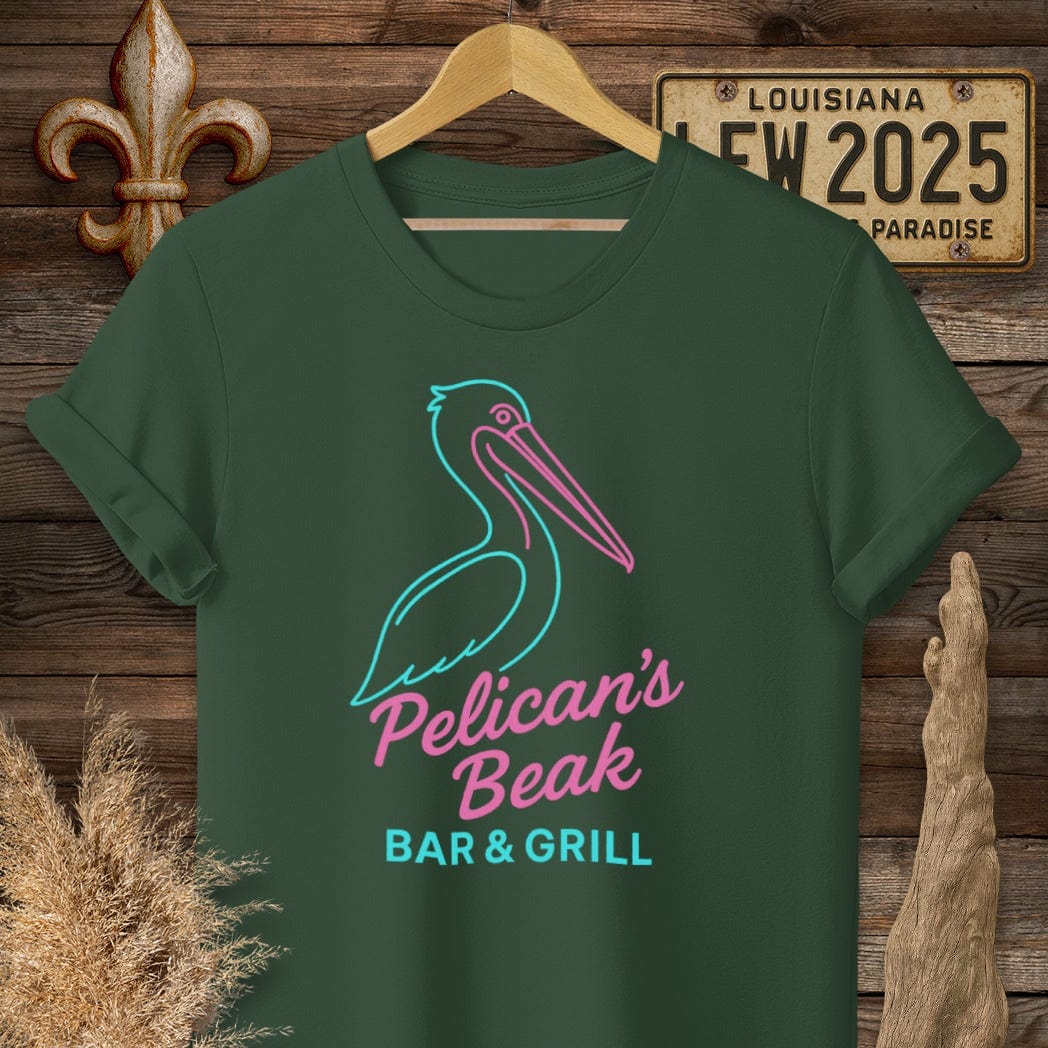 S / Forest Green Louisiana Pelicans Beak Logo T-Shirt by Laissez Faire Wear