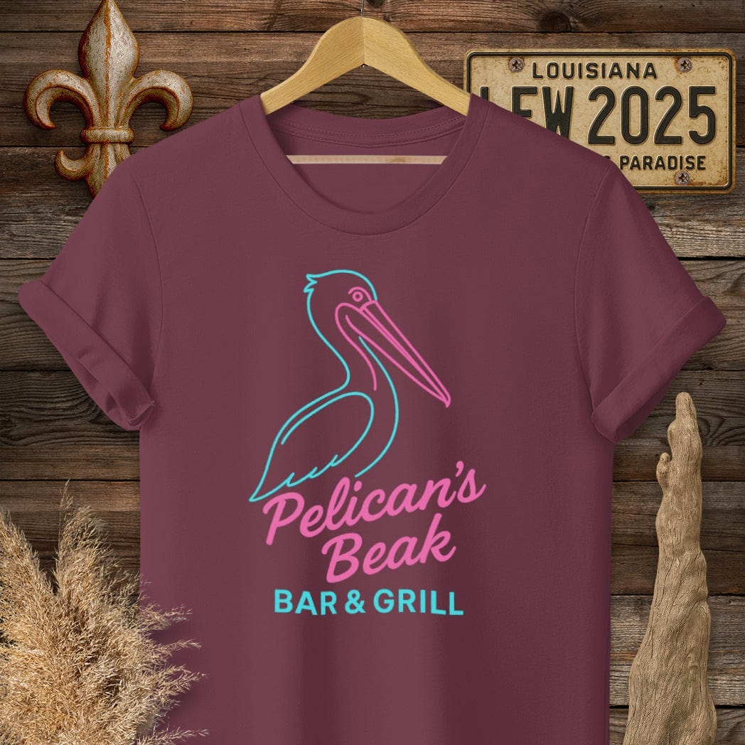 S / Maroon Louisiana Pelicans Beak Logo T-Shirt by Laissez Faire Wear