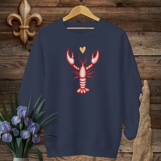 S / Navy Louisiana Pinch of Love Crawfish Sweatshirt by Laissez Faire Wear