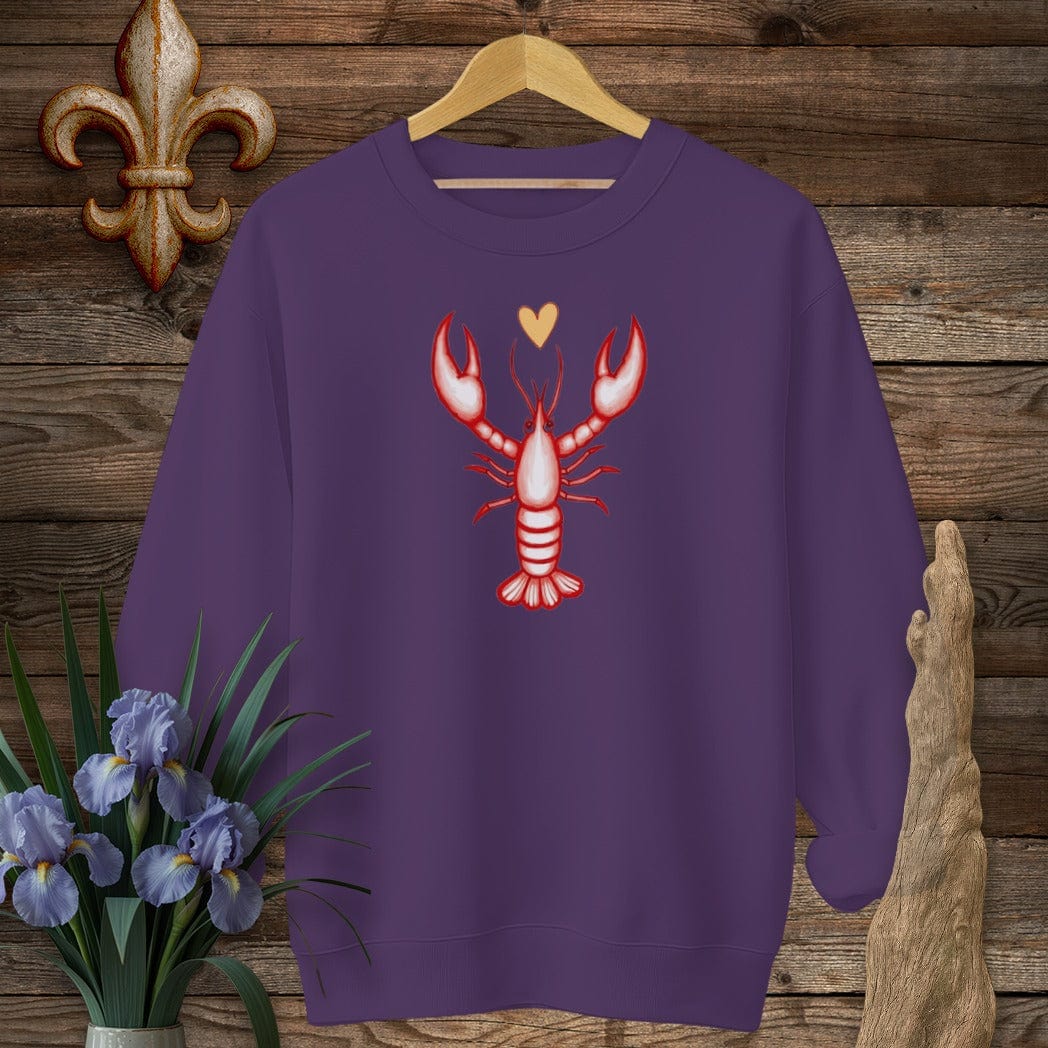 S / Purple Louisiana Pinch of Love Crawfish Sweatshirt by Laissez Faire Wear