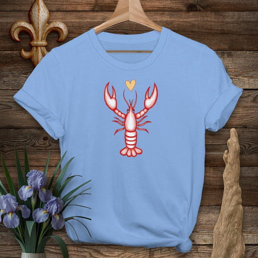 S / Carolina Blue Louisiana Pinch of Love Crawfish T-Shirt by Laissez Faire Wear