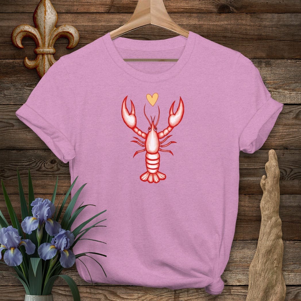 S / Heather Radiant Orchid Louisiana Pinch of Love Crawfish T-Shirt by Laissez Faire Wear