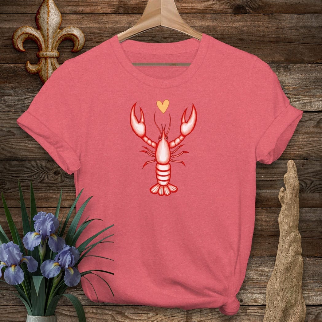S / Heather Red Louisiana Pinch of Love Crawfish T-Shirt by Laissez Faire Wear
