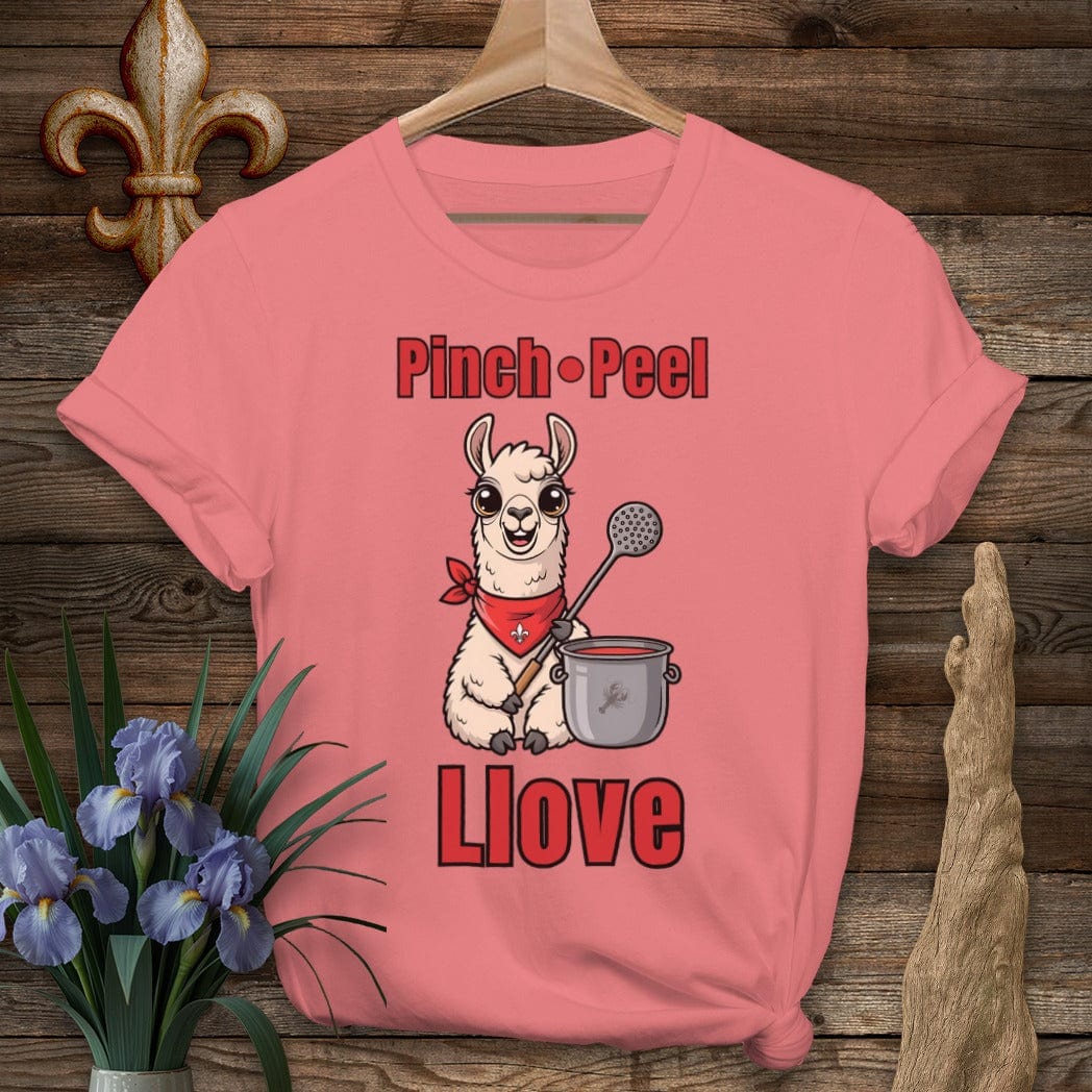 S / Coral Silk Louisiana Pinch, Peel, Llove Farm T-Shirt by Laissez Faire Wear