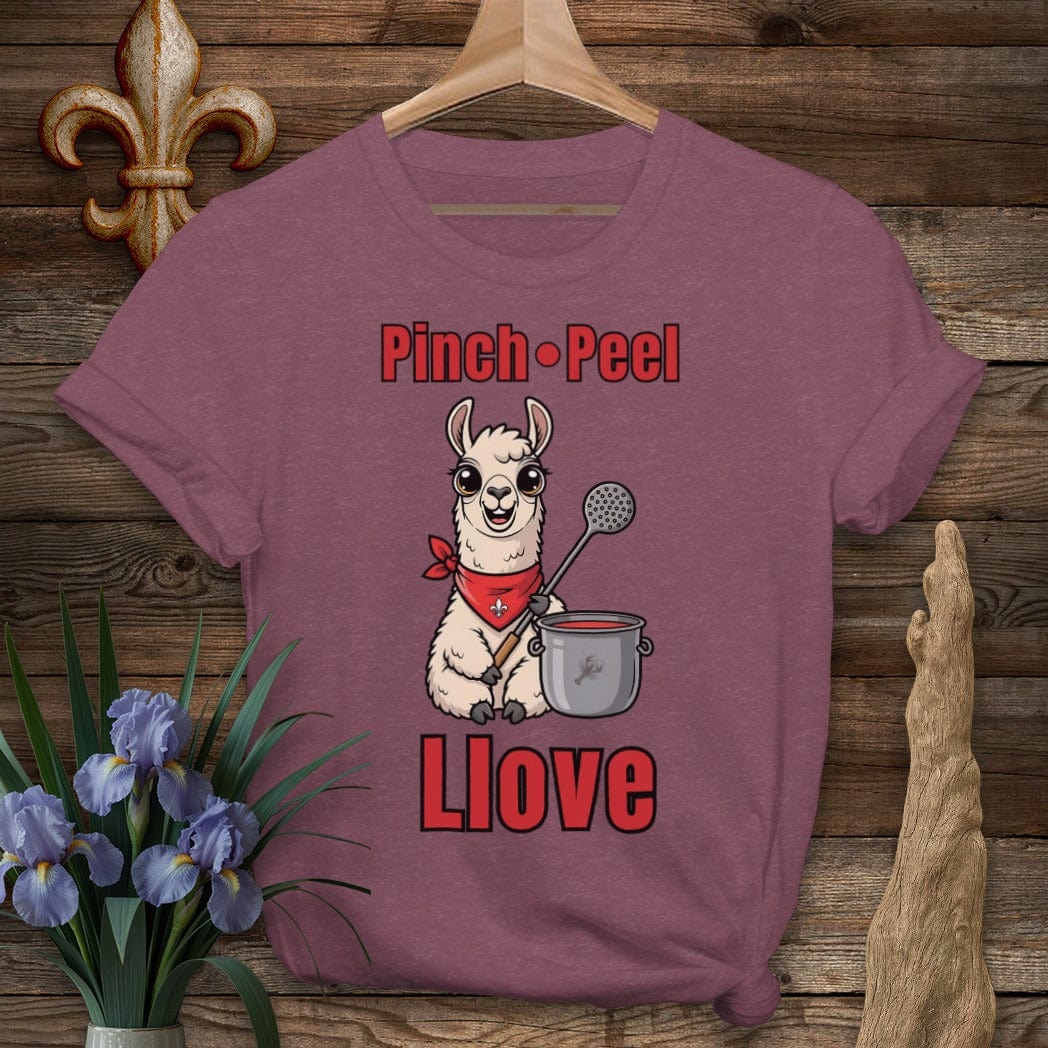 S / Heather Maroon Louisiana Pinch, Peel, Llove Farm T-Shirt by Laissez Faire Wear