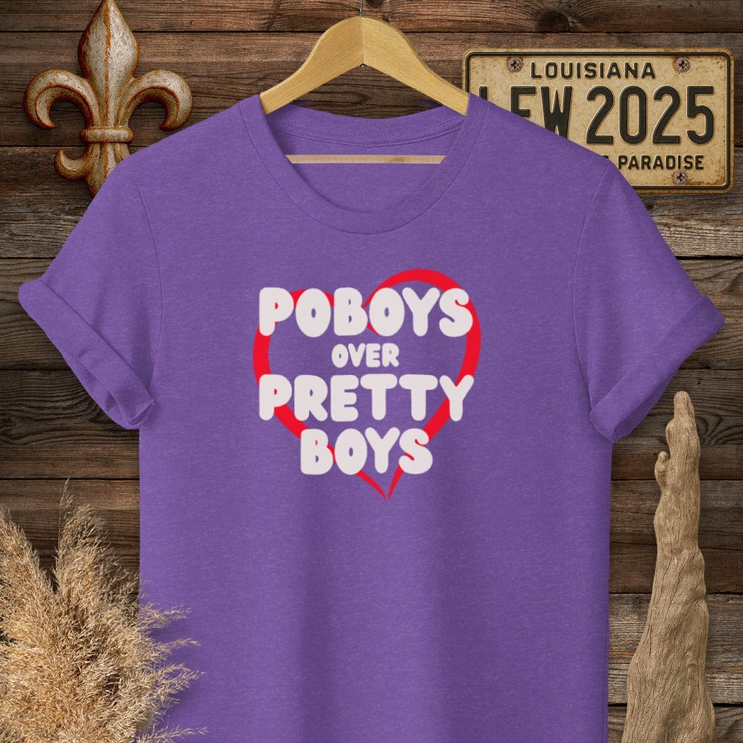 T-Shirt / S / Heather Purple Louisiana Poboys Over Pretty Boys T-Shirt by Laissez Faire Wear