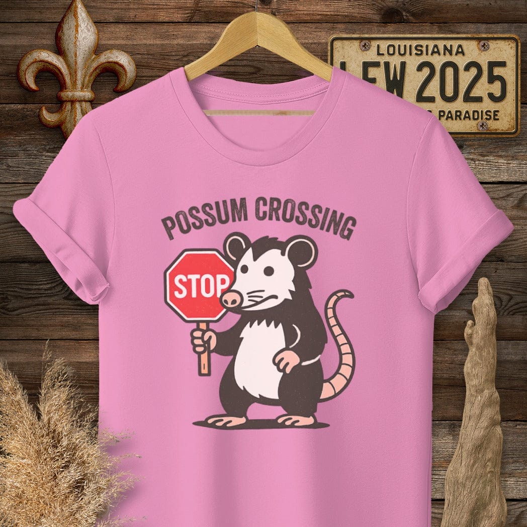 S / Azalea Louisiana Possum Crossing T-Shirt by Laissez Faire Wear