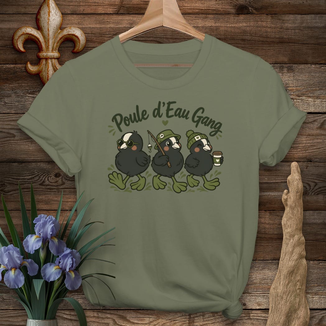 S / Military Green Louisiana Poule d'Eau Gang T-Shirt by Laissez Faire Wear