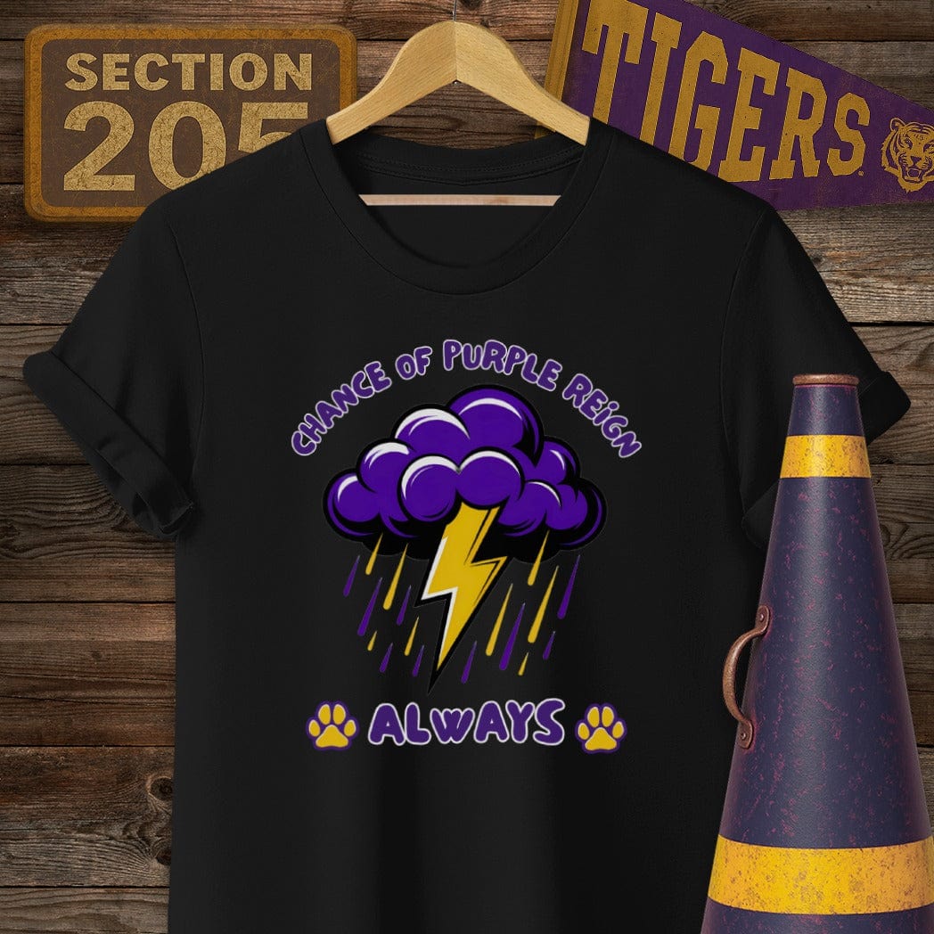 S / Black Louisiana Purple Reign Game Day T-Shirt by Laissez Faire Wear