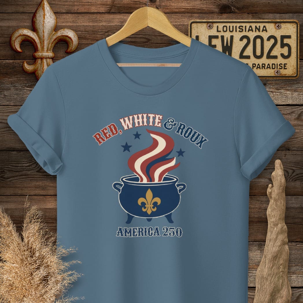 S / Indigo Blue Louisiana Red, White & Roux T-Shirt by Laissez Faire Wear