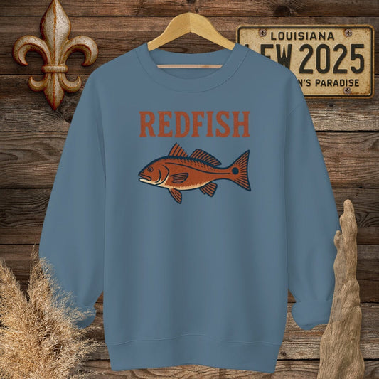 S / Indigo Blue Louisiana Redfish Minimalist Sweatshirt by Laissez Faire Wear