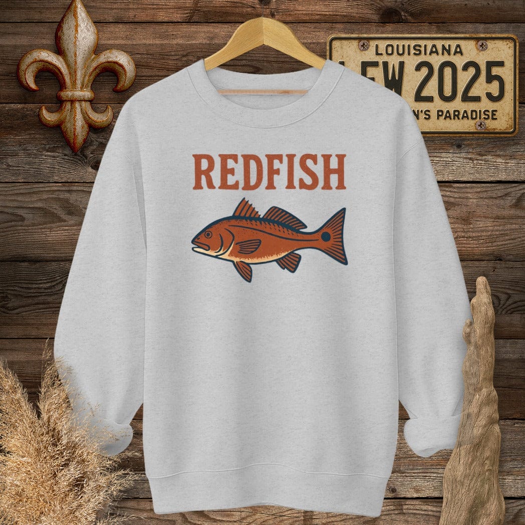 S / Sport Grey Louisiana Redfish Minimalist Sweatshirt by Laissez Faire Wear