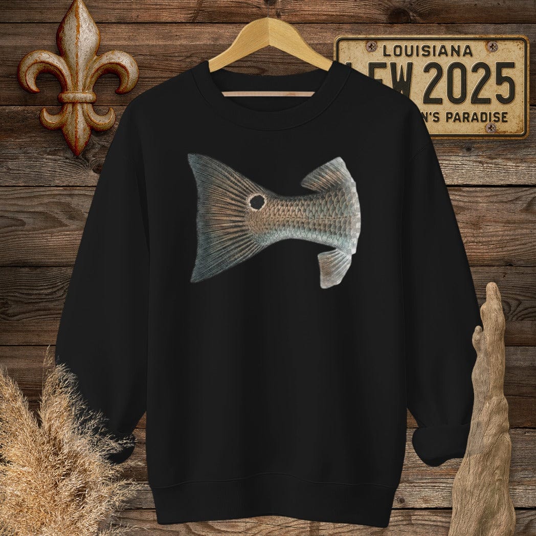 S / Black Louisiana Redfish Tail Sweatshirt by Laissez Faire Wear