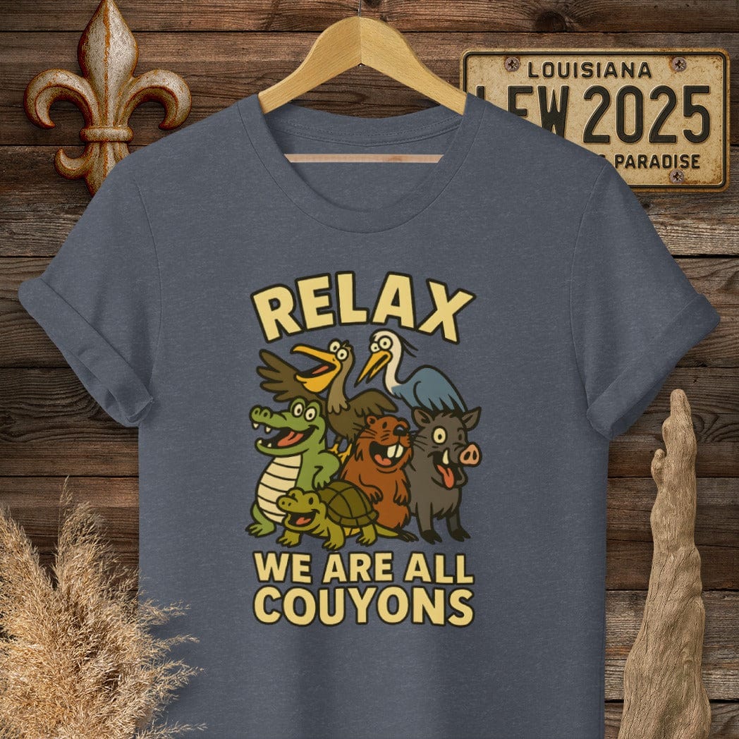 S / Heather Navy Louisiana Relax, We are all Couyons T-Shirt by Laissez Faire Wear